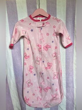 Pink Teddy Bear Fleece Sleeper Gown - Kids Pajamas